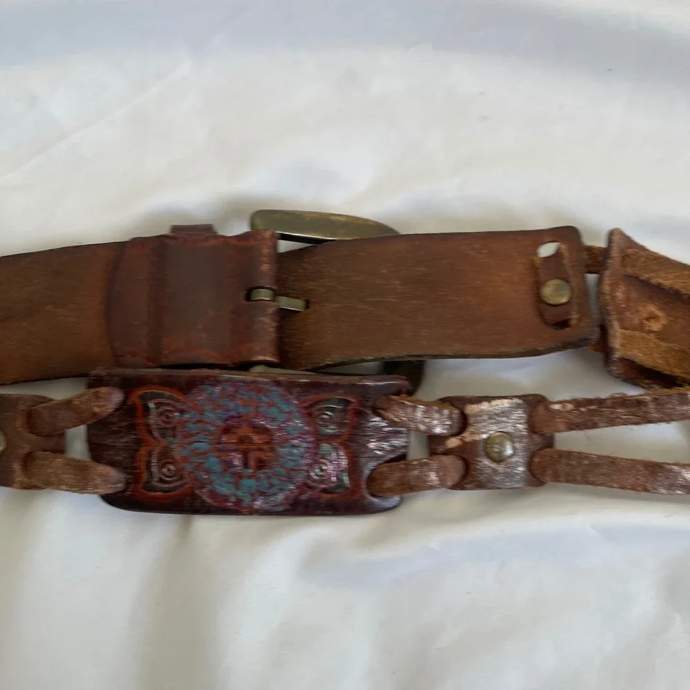 Vintage Fossil Genuine Leather Foil‎ Woven Belt